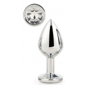 Серебристая анальная втулка с прозрачным кристаллом - 7,1 см. - Dream Toys - купить с доставкой в Находке