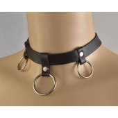 Черный чокер  Соло  с 3 кольцами - Sitabella - купить с доставкой в Находке