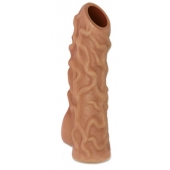Телесная насадка с венками и открытой головкой Nude Sleeve M - 12 см. - KOKOS - в Находке купить с доставкой