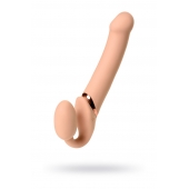 Телесный безремневой вибрострапон Vibrating Bendable Strap-On L - Strap-on-me - купить с доставкой в Находке