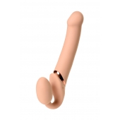 Телесный безремневой вибрострапон Vibrating Bendable Strap-On L - Strap-on-me - купить с доставкой в Находке