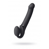 Черный безремневой вибрострапон Vibrating Bendable Strap-On L - Strap-on-me - купить с доставкой в Находке