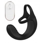 Черный анальный стимулятор с эрекционными кольцами Remote Couple Teaser - Dream Toys - в Находке купить с доставкой