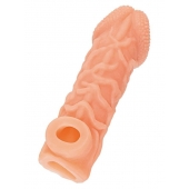 Телесная закрытая насадка с венками Cock Sleeve Size M - 15,6 см. - KOKOS - в Находке купить с доставкой
