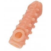 Телесная закрытая насадка с шариками Cock Sleeve Size L - 17,6 см. - KOKOS - в Находке купить с доставкой