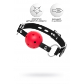 Красный кляп-шар на черных ремешках - ToyFa - купить с доставкой в Находке
