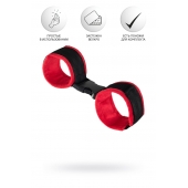 Красно-черные велюровые наручники Anonymo - ToyFa - купить с доставкой в Находке