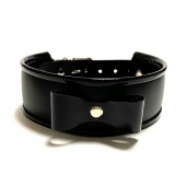 Черный ошейник с бантиком из эко-кожи - БДСМ Арсенал - купить с доставкой в Находке