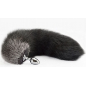 Серебристая анальная пробка с хвостом - Sitabella