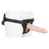 Пустотелый страпон Harness CLASSIC с бандажом - 19,5 см. - LOVETOY (А-Полимер) - купить с доставкой в Находке