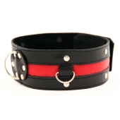 Чёрный ошейник с красной полосой - БДСМ Арсенал - купить с доставкой в Находке