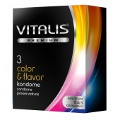 Цветные ароматизированные презервативы VITALIS PREMIUM color   flavor - 3 шт. - Vitalis - купить с доставкой в Находке