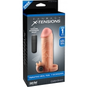Телесная вибронасадка с кольцом  Vibrating Real Feel 1 Extension - 14 см. - Pipedream - в Находке купить с доставкой