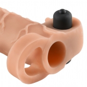 Телесная вибронасадка с кольцом Vibrating Real Feel 2 Extension - 16 см. - Pipedream - в Находке купить с доставкой