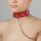 Красный ошейник из натуральной кожи - Sitabella - купить с доставкой в Находке