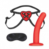 Красный поясной фаллоимитатор Red Heart Strap on Harness   5in Dildo Set - 12,25 см. - Lux Fetish - купить с доставкой в Находке