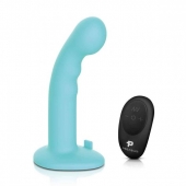 Голубая изогнутая насадка 6in Remote Control Ripple P-Spot G-Spot на черных трусиках - 16 см. - Pegasus - купить с доставкой в Находке