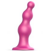 Розовая насадка Strap-On-Me Dildo Plug Beads size S - Strap-on-me - купить с доставкой в Находке