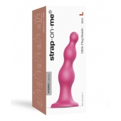 Розовая насадка Strap-On-Me Dildo Plug Beads size L - Strap-on-me - купить с доставкой в Находке