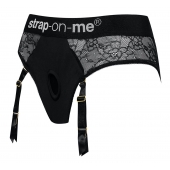 Черные трусики для насадок Diva Lingerie Harness - size S - Strap-on-me - купить с доставкой в Находке