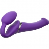 Фиолетовый безремневой вибрострапон Vibrating Bendable Strap-On - size L - Strap-on-me - купить с доставкой в Находке