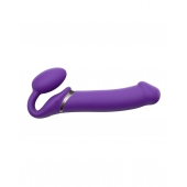 Фиолетовый безремневой вибрострапон Silicone Bendable Strap-On - size XL - Strap-on-me - купить с доставкой в Находке