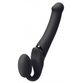 Черный безремневой вибрострапон Silicone Bendable Strap-On - size XL - Strap-on-me - купить с доставкой в Находке