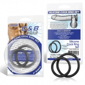 Набор из двух черных силиконовых колец разного диаметра SILICONE COCK RING SET - BlueLine - в Находке купить с доставкой