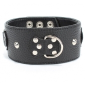Черный кожаный ошейник с короткими шипами - БДСМ Арсенал - купить с доставкой в Находке