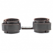 Коричневые кожаные оковы с клепками - БДСМ Арсенал - купить с доставкой в Находке