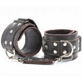 Коричневые кожаные оковы с клепками - БДСМ Арсенал - купить с доставкой в Находке