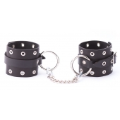 Черные кожаные оковы с люверсами - Crazy Handmade - купить с доставкой в Находке