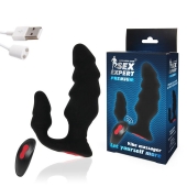 Черный анальный вибростимулятор с пультом ДУ - Sex Expert - в Находке купить с доставкой