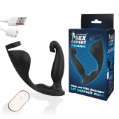 Черный анальный вибромассажёр с эрекционным кольцом и подхватом для мошонки - 12,8 см. - Sex Expert - в Находке купить с доставкой