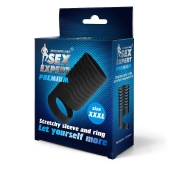 Черная открытая насадка на пенис с кольцом для мошонки XXXL-size - 9,9 см. - Sex Expert - в Находке купить с доставкой