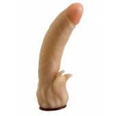 Телесная гелевая насадка-фаллос с клиторальными лепестками - 18,5 см. - LOVETOY (А-Полимер) - купить с доставкой в Находке
