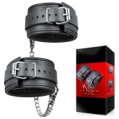 Черные кожаные оковы на цепочке с карабинами - Notabu - купить с доставкой в Находке