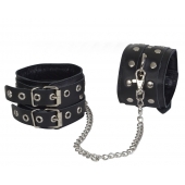 Чёрные кожаные оковы, соединенные цепочкой - Sitabella - купить с доставкой в Находке