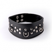 Кожаный черный ошейник с велюровой подкладкой - Sitabella - купить с доставкой в Находке