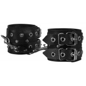 Чёрные наручники из кожи - Sitabella - купить с доставкой в Находке