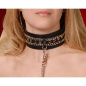 Чёрный ошейник с цепочками и поводком - Sitabella - купить с доставкой в Находке