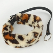 Леопардовый меховой ошейник с кожаным поводком - Sitabella - купить с доставкой в Находке