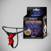 Чёрные кожаные трусики с двумя штырьками для насадок - Sitabella - купить с доставкой в Находке