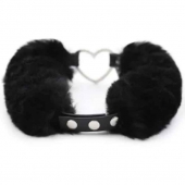 Черный меховой ошейник с металлическим сердечком - Notabu - купить с доставкой в Находке