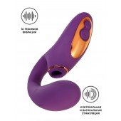 Фиолетовый вибромассажер с клиторальной стимуляцией Megam - ToyFa