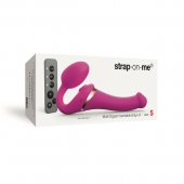 Ярко-розовый безремневой страпон Multi Orgasm Size S с клиторальной стимуляцией - Strap-on-me - купить с доставкой в Находке