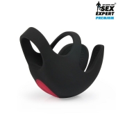 Черная вибронасадка на пенис и мошонку Sex Expert - Sex Expert - в Находке купить с доставкой