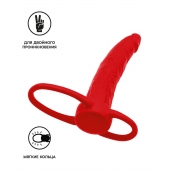 Красная насадка на пенис для двойного проникновения Black Red - 16,5 см. - ToyFa - купить с доставкой в Находке