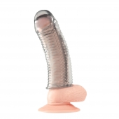 Текстурированная насадка на пенис Clear Textured Penis Enhancing Sleeve Extension - 16,5 см. - BlueLine - в Находке купить с доставкой