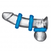 Комплект из трех голубых эрекционных колец 3-Pack Ribbed Rider Cock Ring Set - BlueLine - в Находке купить с доставкой